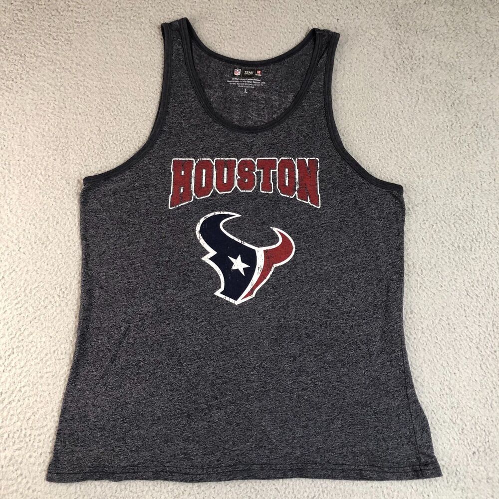 Vintage Houston Texans Tank Top‎ L Adult Gray Watt #99 Team Apparel NFL Football